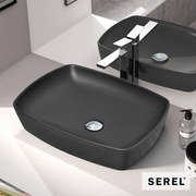 Νιπτήρας Πορσελάνης 60x44 SEREL Black Matt 1633-401
