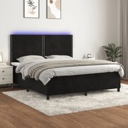 ΚΡΕΒΑΤΙ BOXSPRING ΜΕ ΣΤΡΩΜΑ &amp; LED ΜΑΥΡΟ 180X200 ΕΚ. ΒΕΛΟΥΔΙΝΟ 3136079