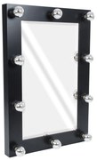 MIRROR-60x90-5 GloboStar®  MAKEUP MIRROR-60x90-5 Μοντέρνος Καθρέπτης Μακιγιάζ με Πλαίσιο Φυσικού Ξύλου με Διακόπτη On/Off 10 x E27 AC220-240V - Μ60 x Π7 x Υ90cm - Μαύρος Έβενος