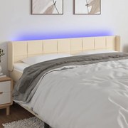 Κεφαλάρι Κρεβατιού LED Κρεμ 183x16x78/88 εκ. Υφασμάτινο 3123255