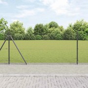 vidaXL Φράχτης Welded Wire με 13 Στιλβωμένους Στύλους Γκρι 0.8x50 μ Χάλυβας