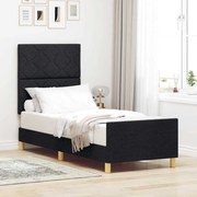 vidaXL Σκελετός Κρεβατιού με κεφαλάρι Μαύρο 80 x 200 cm ύφασμα