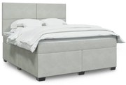 Κρεβάτι Boxspring με Στρώμα Ανοιχτό Γκρι 180x200 εκ. Βελούδινο