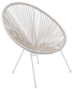 Πολυθρόνα ACAPULCO Μεταλλική Άσπρη, Plastic Rattan Άσπρο 74x80x84cm