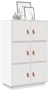 vidaXL Ντουλάπι Ψηλό Λευκό 67 x 40 x 108,5 εκ. από Μασίφ Ξύλο Πεύκου