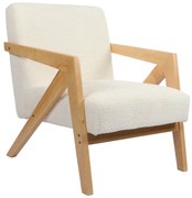 Πολυθρόνα Garifa pakoworld λευκό ύφασμα με πόδι σε φυσική απόχρωση 79x75x75εκ