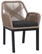 Καρέκλα - Πολυθρόνα HOWARD C5543.12 Ανθρακί Αλουμινίου με Μπέζ Σχοινί και Ανθρακί Μαξιλάρι 56x62x83,5Υεκ. 4αδα 56x62x83.5 εκ.