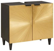 vidaXL Ντουλάπι νιπτήρα με ράφι Μαύρο και Χρυσό 62 x 33 x 58 εκ.