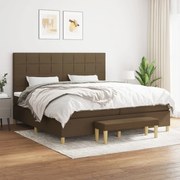 Κρεβάτι Boxspring με Στρώμα Σκούρο Καφέ 200x200 εκ. Υφασμάτινο - Καφέ