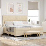 vidaXL Κρεβάτι με ελατήρια με στρώμα Κρεμ 200 x 200 cm ύφασμα
