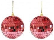Χριστουγεννιάτικες Μπάλες Disco Mirror 02.1162267 (Σετ 2τμχ) 10cm Red-Dark Pink