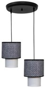 Κρεμαστό Φωτιστικό Οροφής 2xE27 Ύφασμα Φ34cm HK-10 Heronia Lighting-14-0269-Μαύρο 14-0269