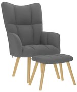 vidaXL Πολυθρόνα Relax Σκούρο Γκρι Υφασμάτινη με Υποπόδιο