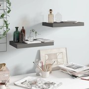 Ράφια Τοίχου Γυαλιστερά Γκρι 2 Τεμάχια 40 x 23 x 3,8 εκ. MDF 323785