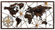 Διακοσμητικό Τοίχου World Map 891TNL2424 120cm Multi Wallity Μέταλλο