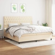 Κρεβάτι Boxspring με Στρώμα Κρεμ 200x200 εκ. Υφασμάτινο - Κρεμ