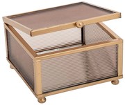 Μπιζουτιέρα Με Καθρέπτη Μεταλλική Χρυσή-Μελί 10x10x6εκ. iliadis 89411