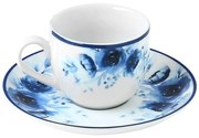 Φλυτζάνι Καφέ Με Πιατάκι Blue Rose 07-16142 100ml White-Blue Estia Porcelain
