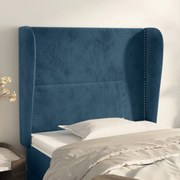 Κεφαλάρι με Πτερύγια Σκούρο Μπλε 83x23x118/128 εκ. Βελούδινο - Μπλε