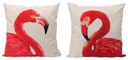 Artekko Pillow Μαξιλάρι με Φλαμίγκο Ύφασμα Μπεζ Ροζ (57.6x57.9x14)cm Σετ/2 Artekko T48075
