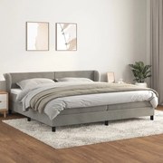 vidaXL Κρεβάτι Boxspring με Στρώμα Ανοιχτό Γκρι 200x200 εκ. Βελούδινο