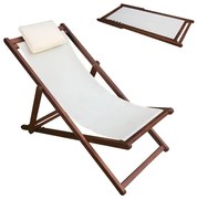 WOODWELL Ε779,9Σαιζ-Λόνγκ - Ξαπλώστρα 3 Θέσεων Acacia - Ύφασμα Εκρού Water Repellent 58x104x72cm Ε779,9