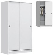 Ντουλάπα ρούχων Misra Megapap δίφυλλη συρόμενη χρώμα λευκό 94x52x182εκ.