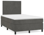 ΚΡΕΒΑΤΙ BOXSPRING ΜΕ ΣΤΡΩΜΑ &amp; LED ΣΚ.ΓΚΡΙ 120X190ΕΚ. ΒΕΛΟΥΔΙΝΟ 3270300