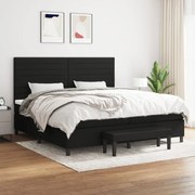 Κρεβάτι Boxspring με Στρώμα Μαύρο 200x200 εκ. Υφασμάτινο