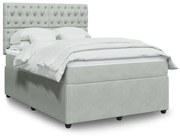 vidaXL Κρεβάτι Boxspring με Στρώμα Ανοιχτό Γκρι 140x190 εκ. Βελούδινο