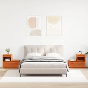 vidaXL Κομοδίνο 2 pcs Κερωτό καφέ 60 x 34 x 51 εκ. Επεξεργασμένο ξύλο