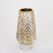 ΒΑΖΟ ΚΕΡΑΜΙΚΟ ΛΕΥΚΟ - ΧΡΥΣΟ 12.5x12.5x31cm|752-20062
