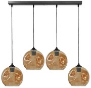 Φωτιστικό Οροφής - Ράγα Pop 02-0415 4/Ε27 Φ20x100x96cm Black-Honey Heronia Μέταλλο,Γυαλί
