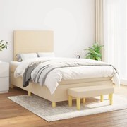 vidaXL Κρεβάτι Boxspring με Στρώμα Κρεμ 120x200 εκ. Υφασμάτινο