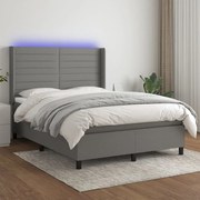 ΚΡΕΒΑΤΙ BOXSPRING ΜΕ ΣΤΡΩΜΑ &amp; LED ΣΚ.ΓΚΡΙ 140X190ΕΚ. ΥΦΑΣΜΑΤΙΝΟ 3138390