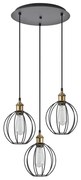 SE21-BR-10-3BL-GR2 MAGNUM Bronze Metal Pendant Black Metal Grid with Black Fabric Cable+ HOMELIGHTING 77-8714