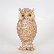 Διακοσμητική Επιτραπέζια Κουκουβάγια Polyresin Γκρι-Χρυσή 10,5x10x22εκ. ESTHETI 752-11564