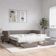 Καναπές Κρεβάτι Συρόμενος Taupe 100x200εκ. Υφασμάτινος Συρτάρια 3196622