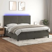 ΚΡΕΒΑΤΙ BOXSPRING ΜΕ ΣΤΡΩΜΑ &amp; LED ΣΚ. ΓΚΡΙ 200X200ΕΚ. ΒΕΛΟΥΔΙΝΟ 3136264