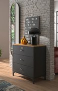 Manchester συρταριέρα με 3 συρτάρια 81x40x82εκ. Helvezia Oak / Black