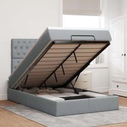 vidaXL Οθωμανικό κρεβάτι με στρώματα &amp; LEDs Σκούρο πράσινο Βελούδο