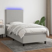 ΚΡΕΒΑΤΙ BOXSPRING ΜΕ ΣΤΡΩΜΑ &amp; LED ΑΝ.ΓΚΡΙ 90X190 ΕΚ. ΥΦΑΣΜΑΤΙΝΟ 3134677