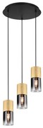 Φωτιστικό Οροφής Robin 310630354 3xE27 28W Φ37cm 150cm Smoke-Brass Trio Lighting Μέταλλο,Γυαλί