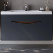 Έπιπλο Μπάνιου Πάγκος Με Νιπτήρα Smile 100 S3BSMIL100ANTBAR 100x45,5x54,5cm Anthracite-White Κεραμικό,Mdf