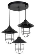 CAGE 203-0097 Vintage Κρεμαστό Φωτιστικό Καμπάνα Τρίφωτο 3 x E27 IP20 Μαύρο Μέταλλο-Μ30 x Π30 x Υ80cm Globostar-203-0097-Μαύρο 203-0097