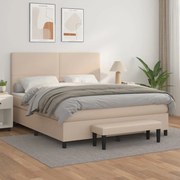 Κρεβάτι Boxspring με Στρώμα Καπουτσίνο 160x200εκ.από Συνθ.Δέρμα - Καφέ