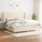 Κρεβάτι Boxspring με Στρώμα Κρεμ 200x200 εκ. Υφασμάτινο