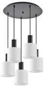 Φωτιστικό Οροφής  SE21-BL-4-5BL-SH1 ADEPT TUBE Black Pendant White Fabric Shade+ - 77-8510 - 51W - 100W - 77-8510
