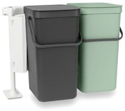 Brabantia 1005518 Κάδος Απορριμμάτων Sort&amp;Go 2x16L,  Dark Grey &amp; Jade Green