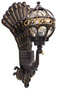 01250 GloboStar®  CORNELIA 01250 Vintage Επιτοίχιο Φωτιστικό Απλίκα Μονόφωτο 1 x E27 IP20 Καφέ &amp; Χρυσό Μέταλλο με Μελί Γυαλί - Μ20 x Π32 x Υ55cm